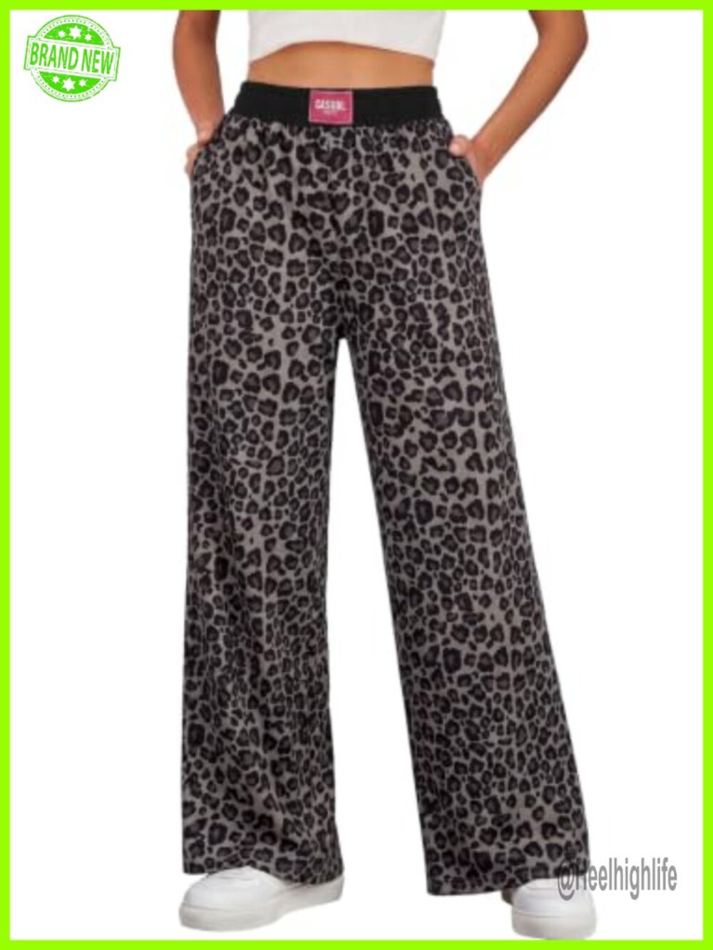 Women's Wide Leg Palazzo Pants High Waist Elastic Waist Flowy Lounge Pants with
